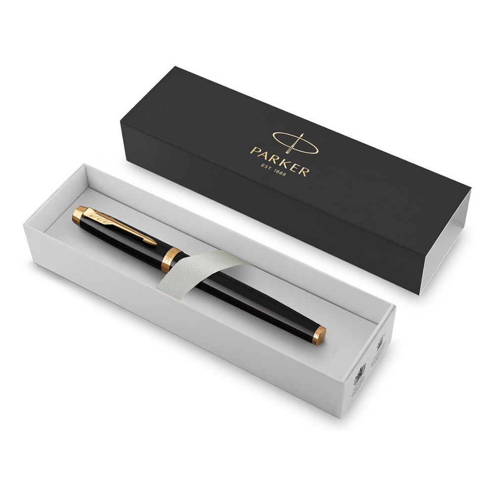 Ручка-роллер Parker "IM Black Lacquer GT", 0.5 мм, черный, золотистый, стерж. черный - 5