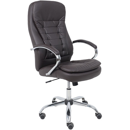 Кресло для руководителя AksHome "Richard new", экокожа, металл, коричневый