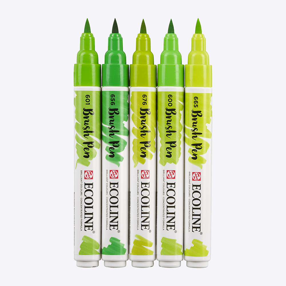 Набор акварельных маркеров "Ecoline", 5 шт., зеленые - 3