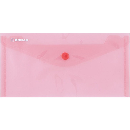 Папка-конверт на кнопке "Donau DL", dl, красный прозрачный