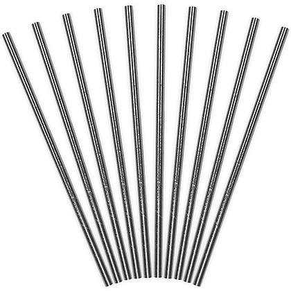 Трубочки бумажные, 19.5 см, 10 шт, серебристые - 2