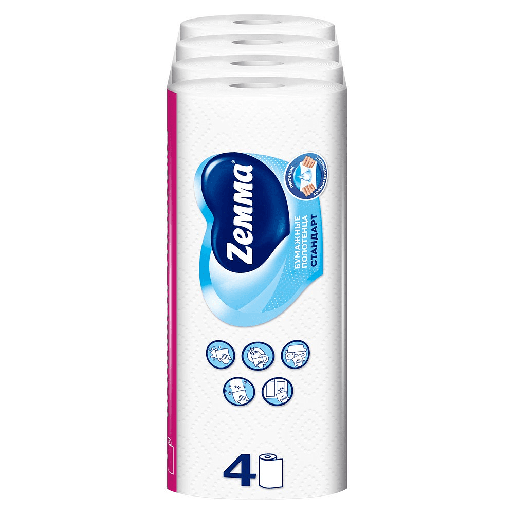 Полотенца бумажные  Zemma 4 рул, 2 слоя, цв. белый - 2