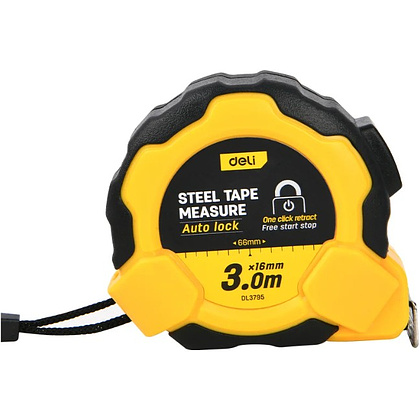 Рулетка Deli YS EDL3795, 3 м х 16 мм, желтый, черный