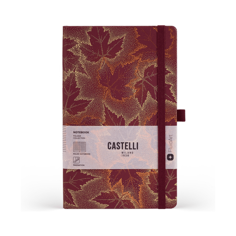 Блокнот "Foliage maple", А5, 96 листов, линейка, на резинке, красный - 2