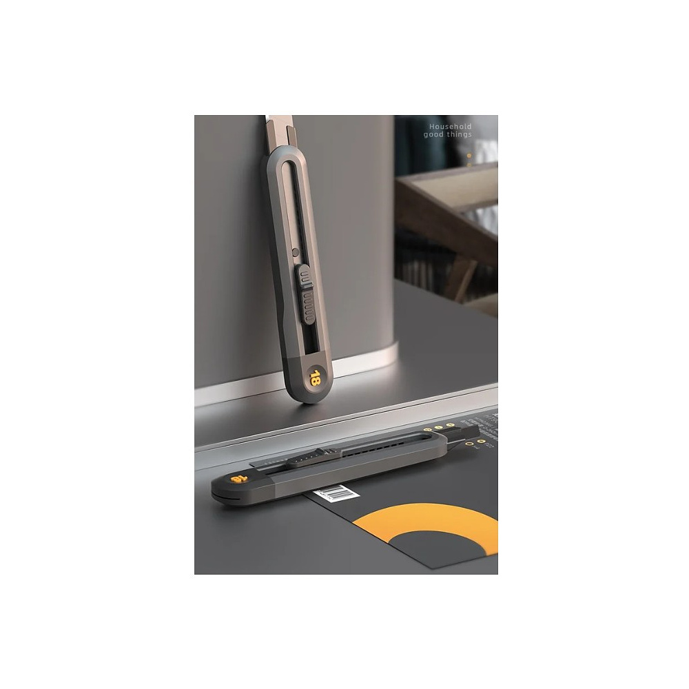 Нож строительный Deli HS EHT4018, 18 мм, Soft Touch, черный - 2