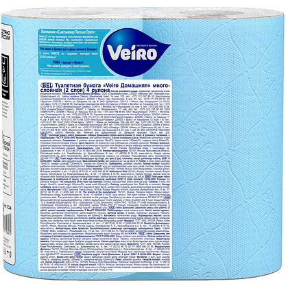 Бумага туалетная "Veiro Домашняя", 2 слоя, 4 рулона - 4
