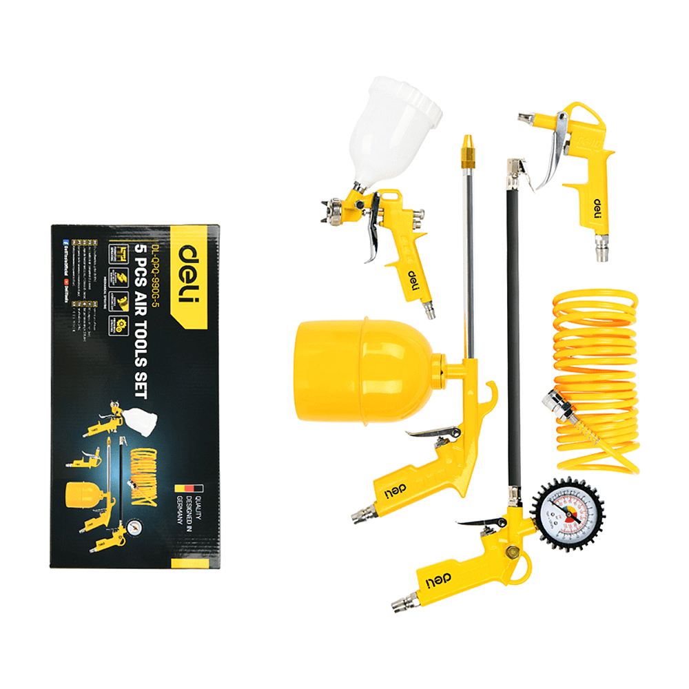 Набор пневматического инструмента Deli YS EDL-QPQ-990G-5, 5 шт, желтый