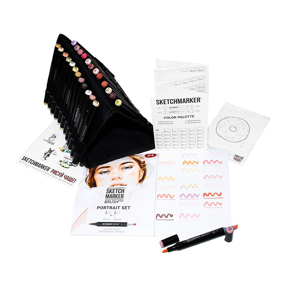 Набор маркеров перманентных двусторонних "Sketchmarker Brush Pro Portrait Set", 24 шт. - 2