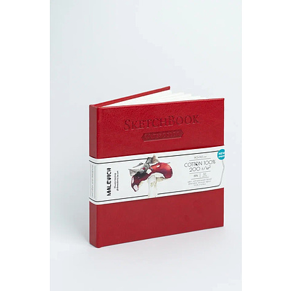 Скетчбук для акварели "Малевичъ", 14.5x14.5 см, 200 г/м2, 30 листов, красный - 6