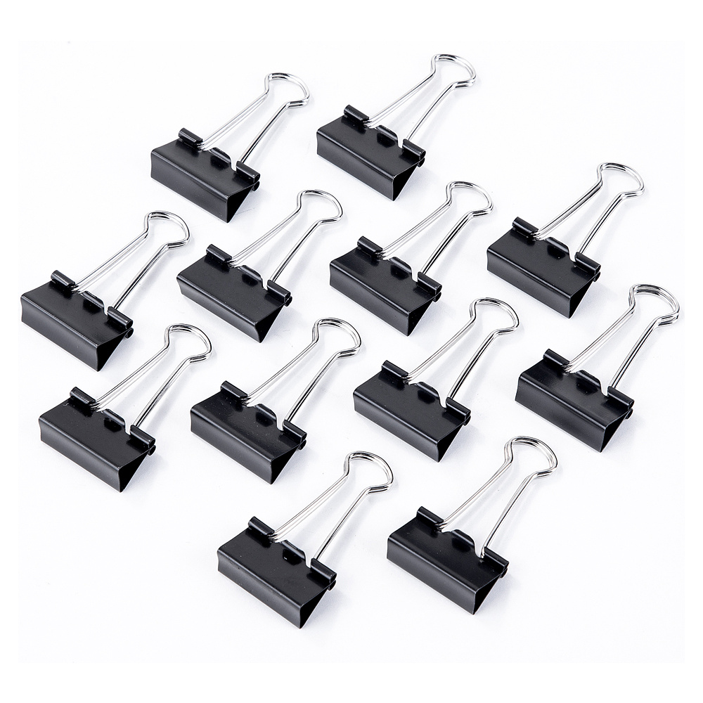 Зажим для бумаг "Deli", 41 мм, 12 штук, черный - 2