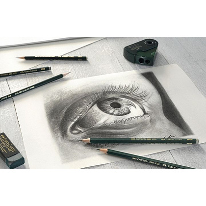 Набор карандашей чернографитных "Castell 9000", 8B-2H, 12 шт., в металлической коробке - 4