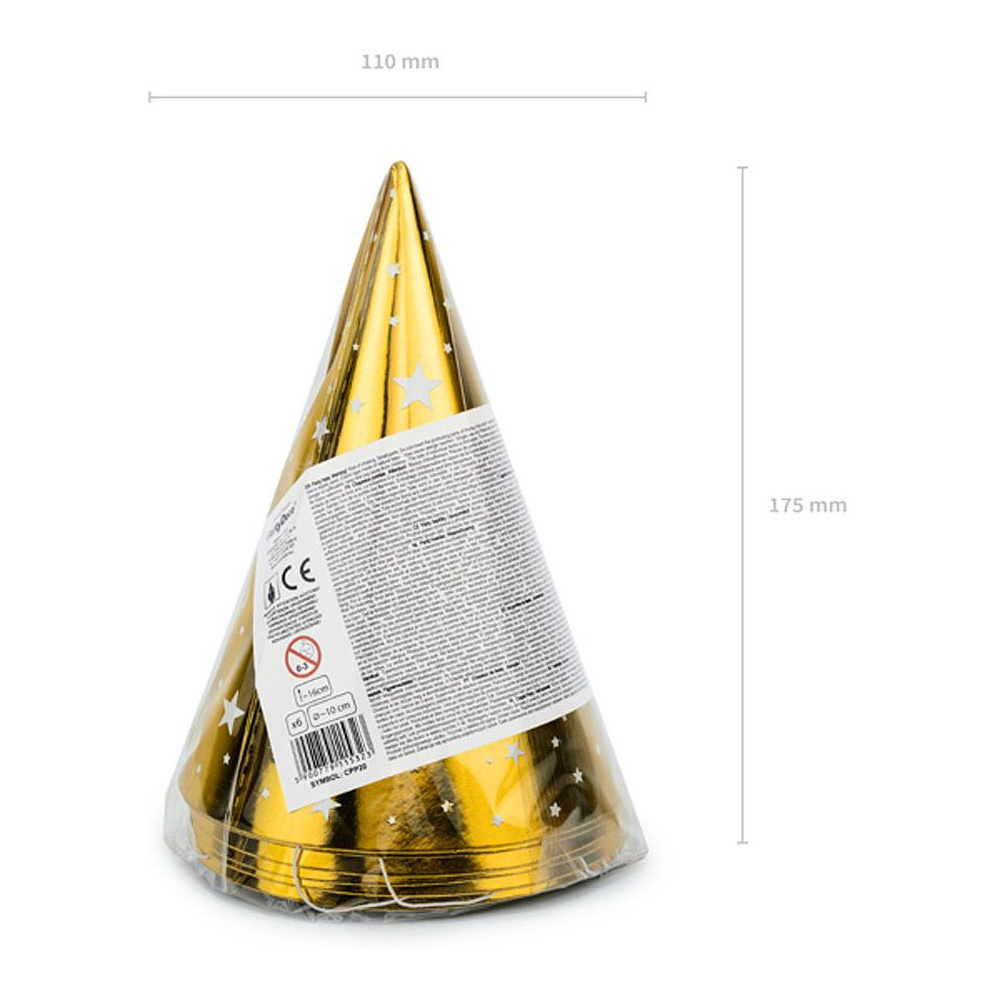 Колпаки праздничные "Звезды", золотистый - 3