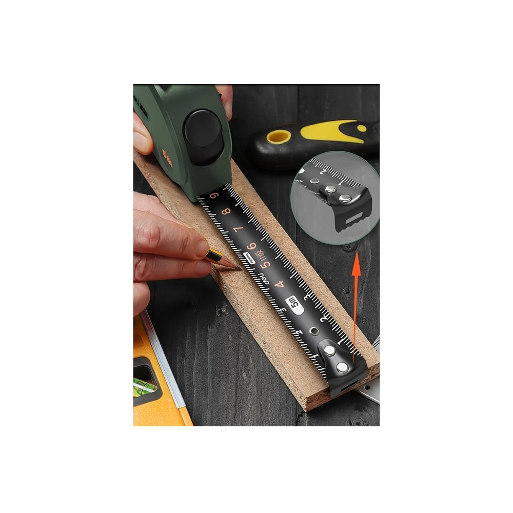 Рулетка Deli HS HT8519L, 5 м х 19 мм, Soft Touch, зеленый - 7