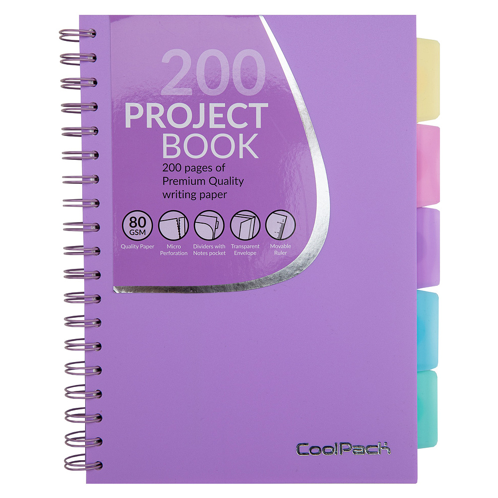 Тетрадь на спирали "Pastel" с разделителем, А4, 100 листов, фиолетовый