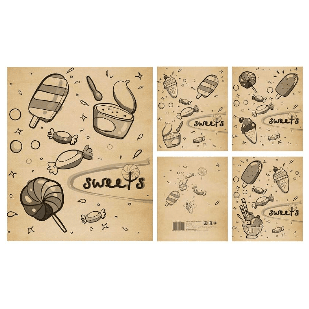Тетрадь "Сладости", А5, 48 листов, клетка, ассорти  - 2