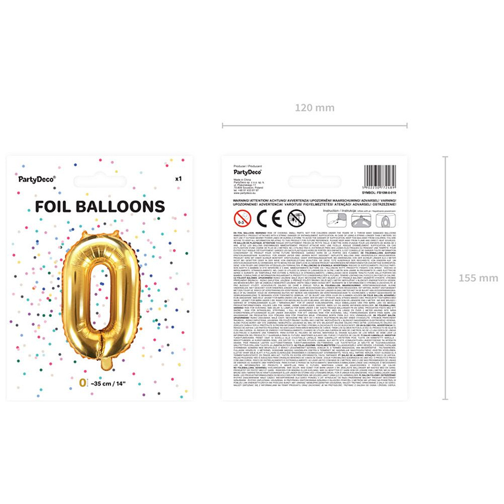 Шар фольгированный цифра "0", 35 см, золотистый - 4