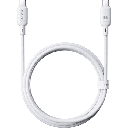 Кабель Baseus P10377704213-00, Silky Series Fast Charging Cable, Type-C to Type-C 100W, 1 м, Moon White - 2