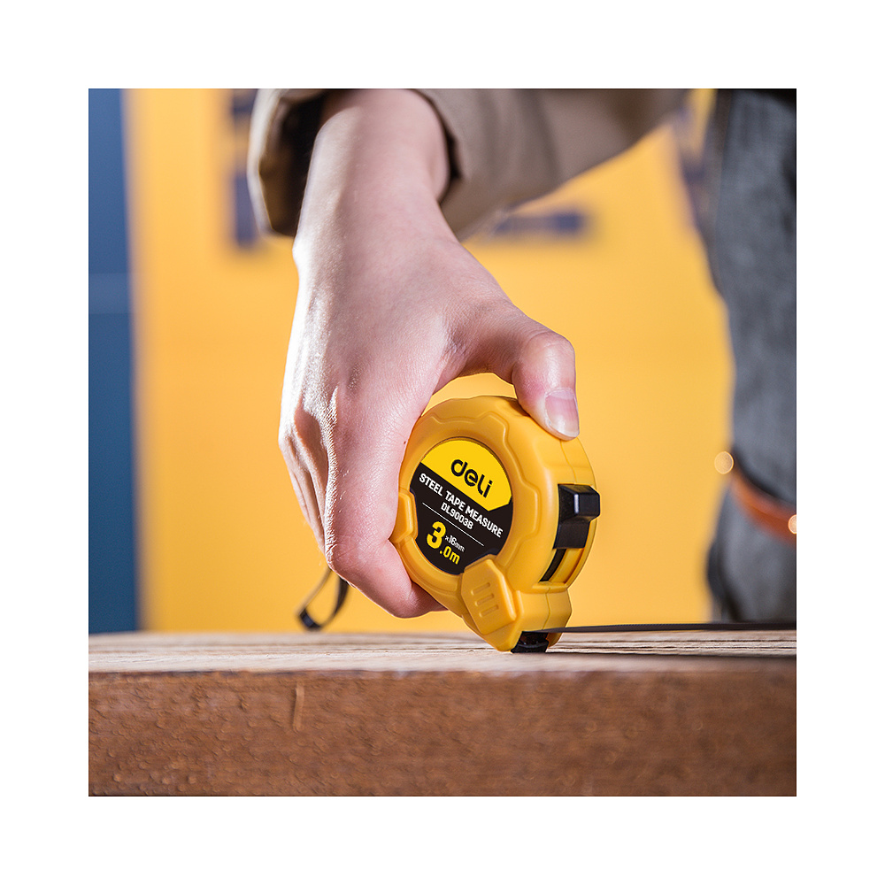 Рулетка Deli "EDL9003B", 3 м, желтый - 7