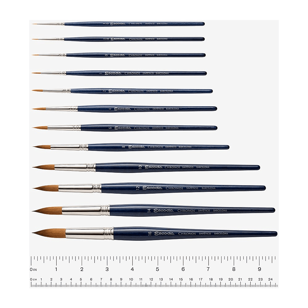 Кисть "Escoda Chronos", микс, круглая, на короткой ручке, № 2 - 3