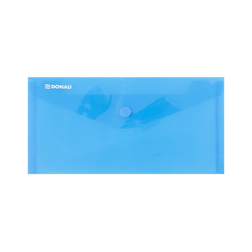 Папка-конверт на кнопке "Donau DL", dl, прозрачный синий