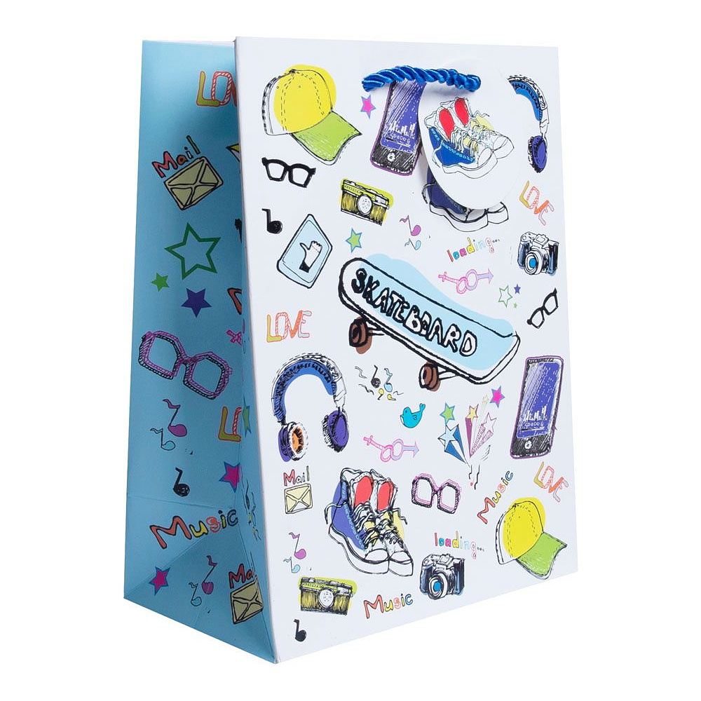 Пакет бумажный подарочный "Детство", 26.4x32.4x13.7 см, ассорти - 6