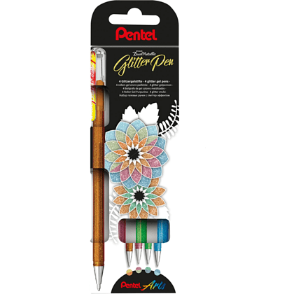 Набор ручек гелевых "Pentel Dual Metallic", 4 шт, ассорти