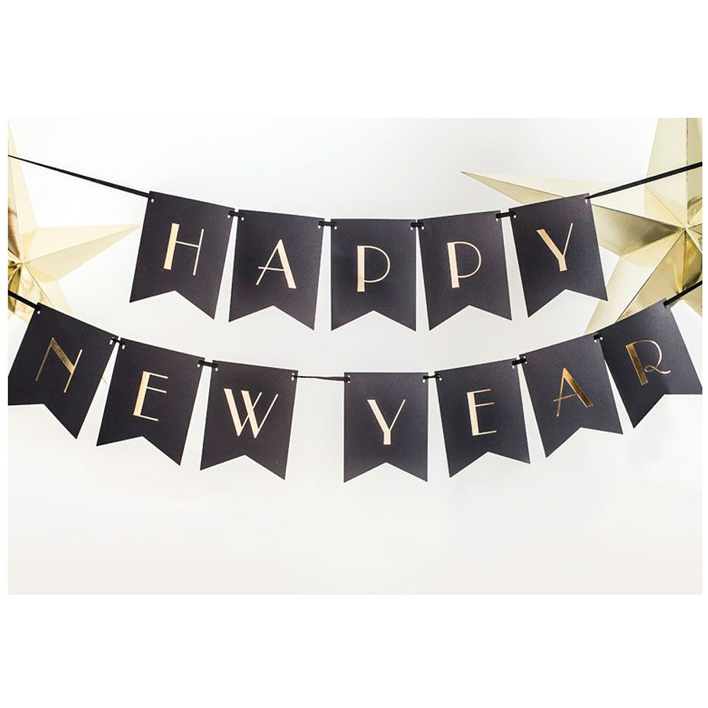 Гирлянда "С новым годом" баннер, черный - 3