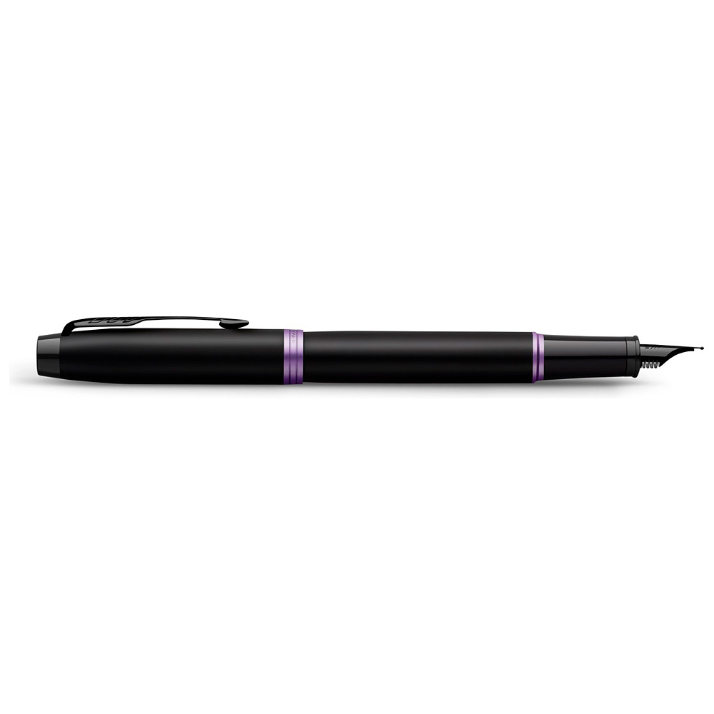 Ручка перьевая Parker "IM Vibrant Rings F315 Amethyst Purple PVD", F, черный, фиолетовый, патрон синий - 4