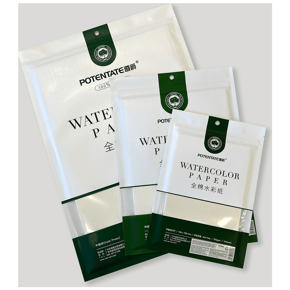 Бумага для акварели "Potentate", хлопок, холодный пресс, 13.5х19 см, 10 листов - 3
