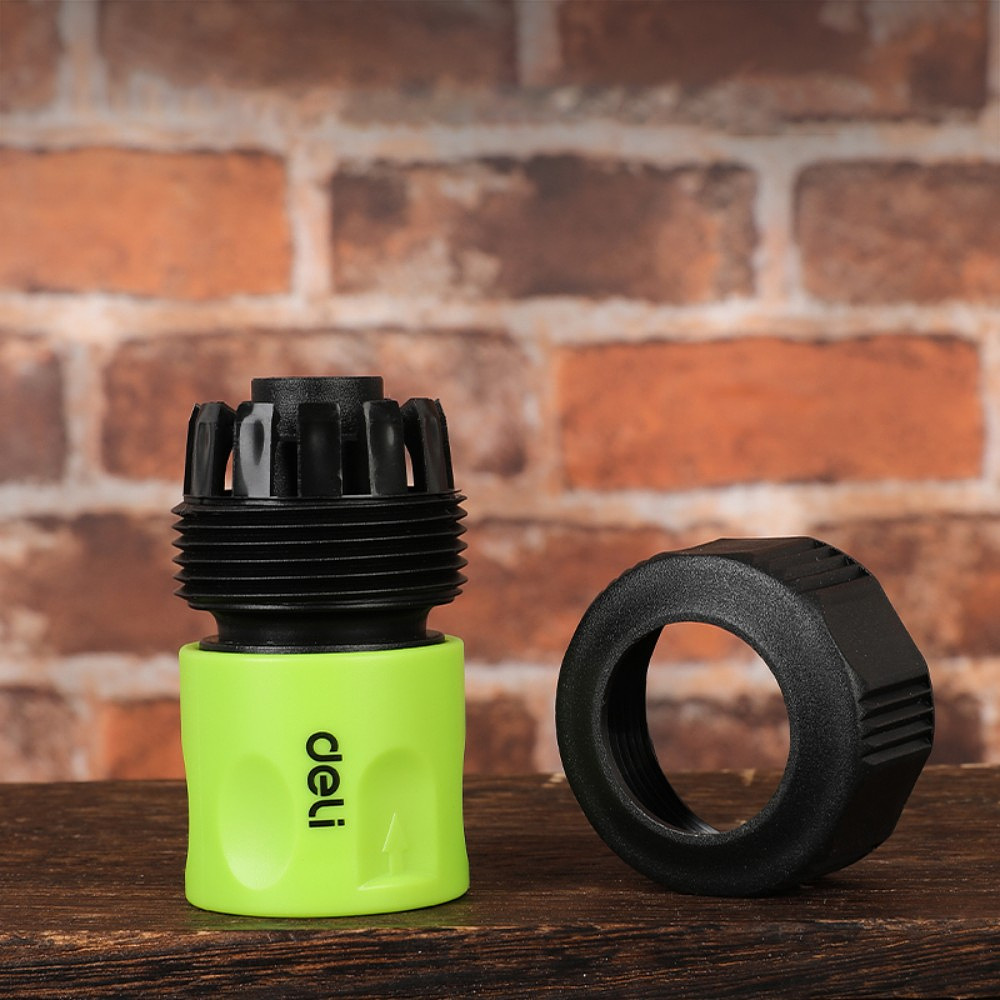 Соединитель-коннектор для шлангов Deli GS EDL8795, 3/4", быстросъемный, черный, зеленый - 4