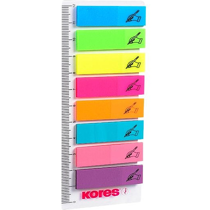 Закладки клейкие "Kores" с подписью, 12x45 мм, 200 шт, ассорти - 2