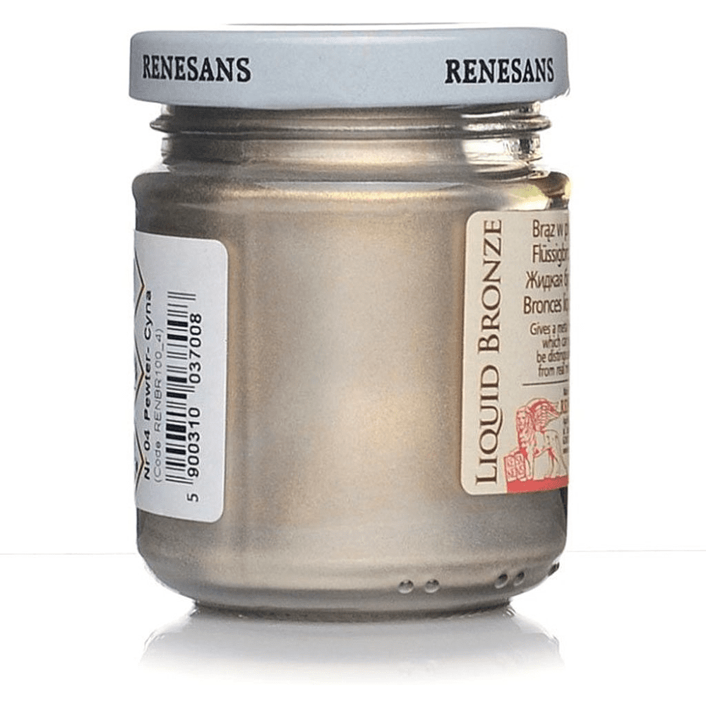 Краски для декоративных работ "Renesans", жидкий металл, №4 олово, 100 мл, банка - 2
