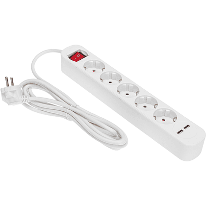 Удлинитель "Standard", 5 розеток, 2 USB, 16А, 3 м, белый - 2