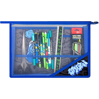 Папка для труда "Стрит-арт", А4, пластик, синий - 3