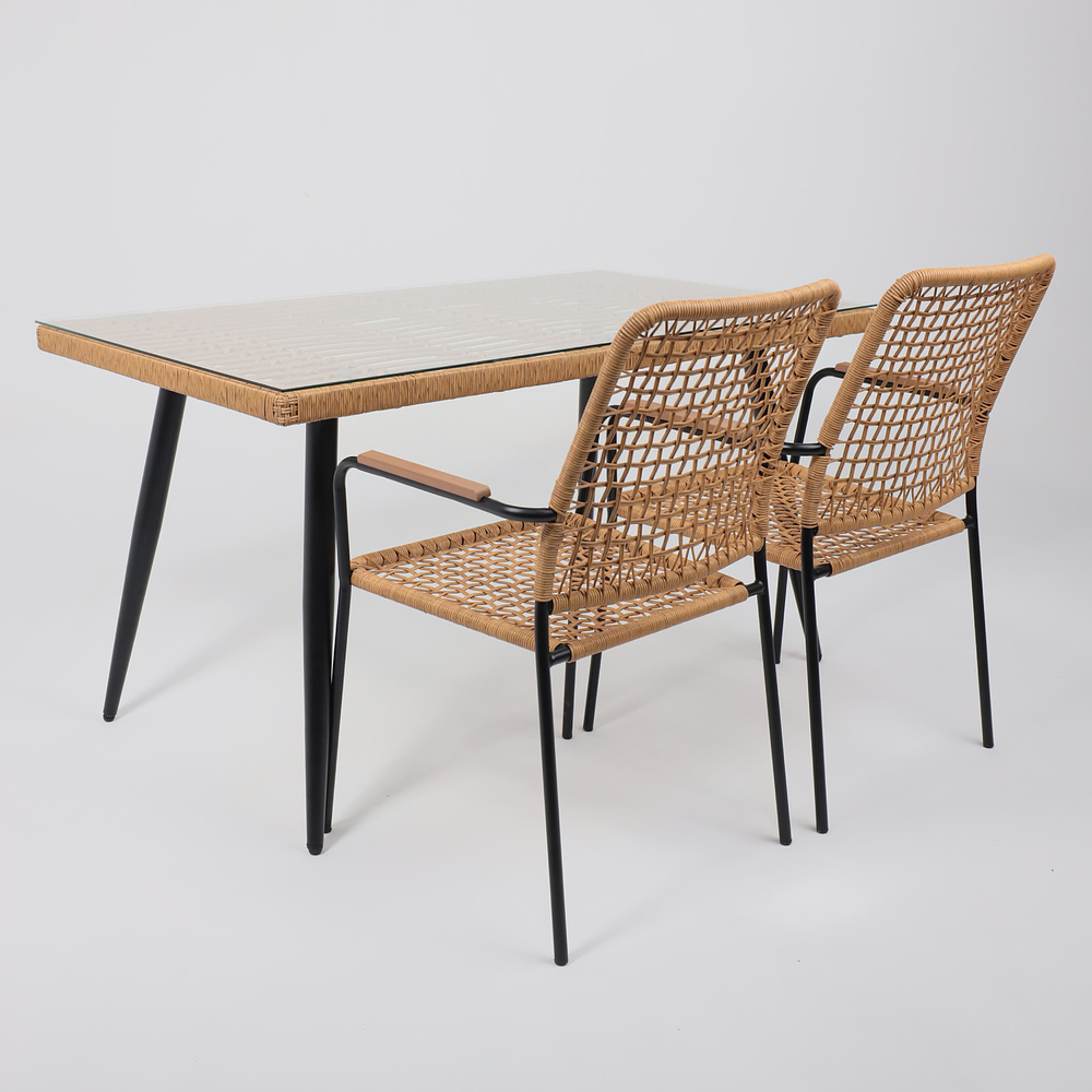 Кресло садовое AksHome BERGAMO, PE искусственный ротанг, черный, коричневый - 3