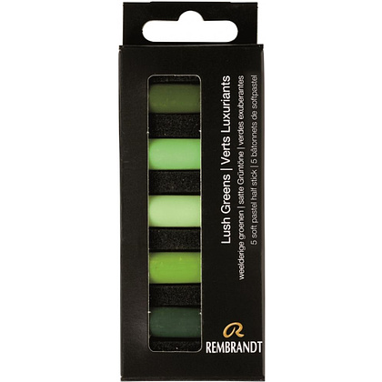 Набор мягкой пастели "Rembrandt Half Pastel", 5 цветов, зеленые