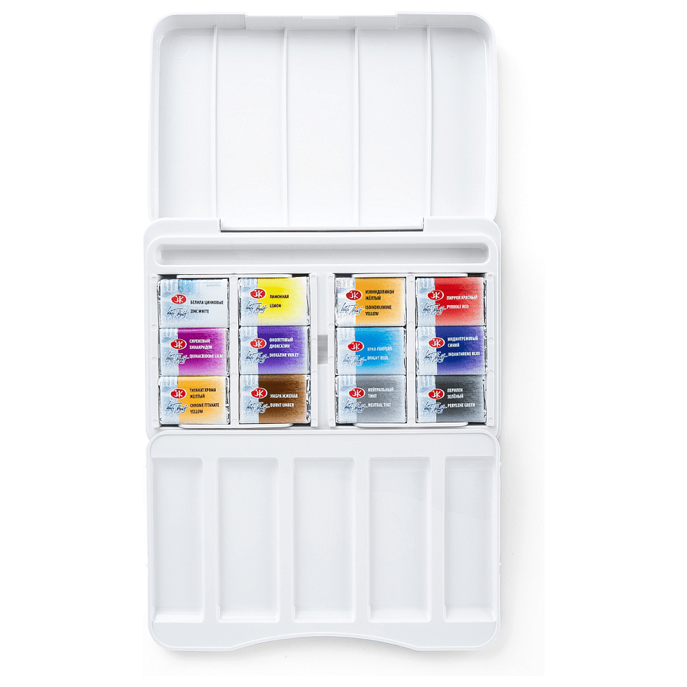 Краски акварельные "Белые ночи Ботанический атлас", набор 12 цветов, кюветы