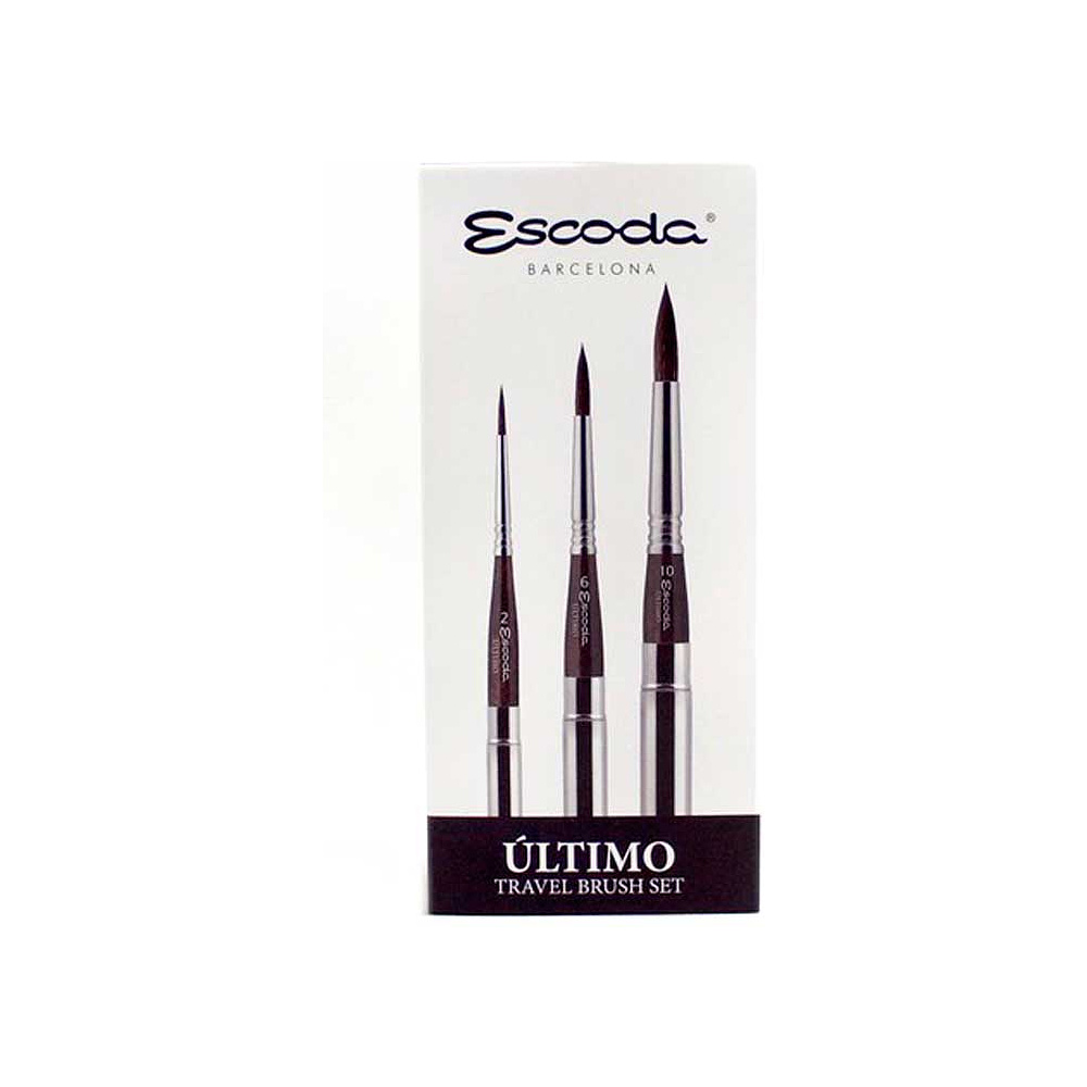 Набор кистей "Escoda Ultimo", имитация белки, круглая, складная №2, 6, 10