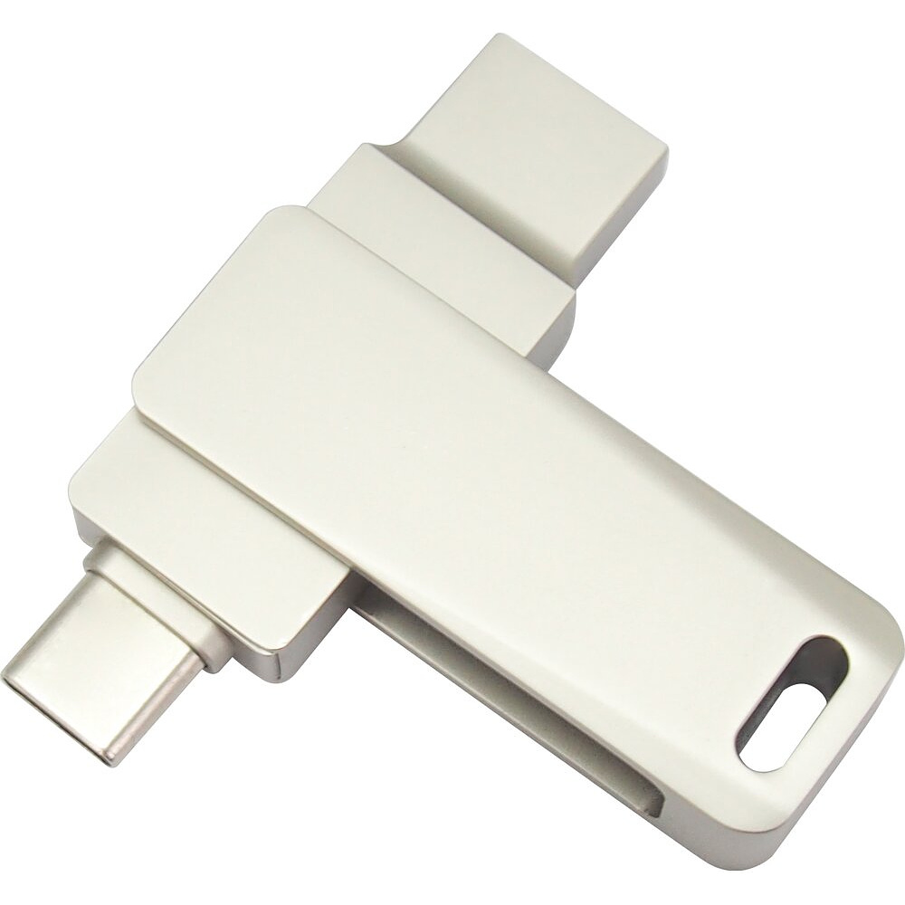 USB Flash накопитель 3.0 32 Gb СК-046, TypeC Dual, металл, серебристый   - 4
