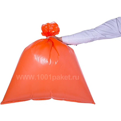 Мешки для мусора ПВД Ромашка Стандарт, 35 л, 25 мкм, 50х58 см, 10 шт/рулон, оранжевый, с завязками - 2