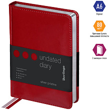 Ежедневник недатированный "Silver Pristine", А6, 320 страниц, красный