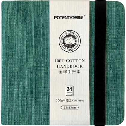 Cкетчбук для акварели "Potentate", холодный пресс, 12х12 см, 300 г/м2, 24 листа, бирюзовый