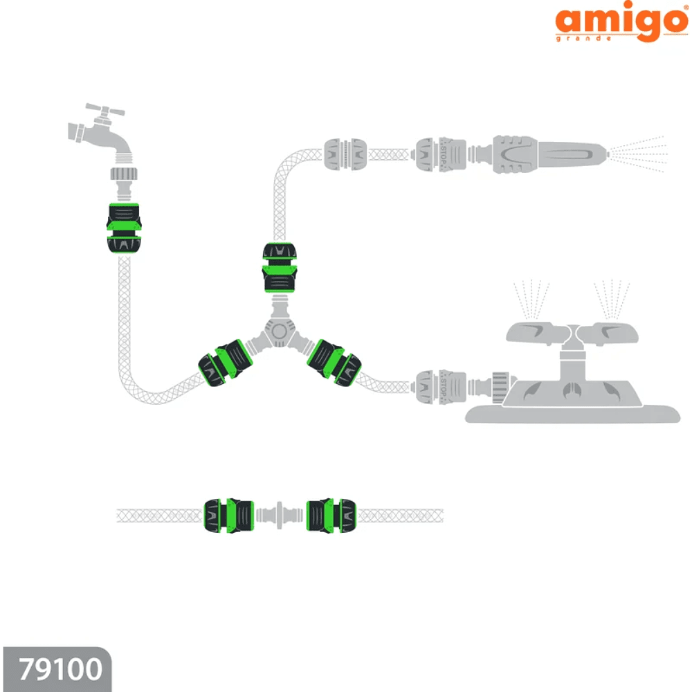 Коннектор Amigo Grande "79100", 1/2", пластик, серый, зеленый - 3