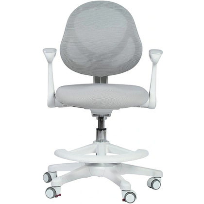 Кресло детское YOKA YC-2 Lenny, сетчатая ткань, серый, пластик, белый