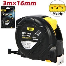Рулетка Deli YS EDL9003P, 3 м х 16 мм, желтый, черный