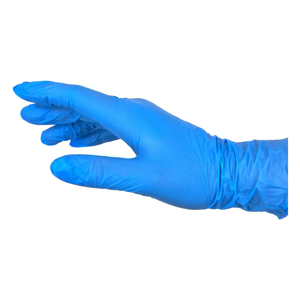 Перчатки нитриловые неопудренные Zaubex, одноразовые, р-р M, 200 шт/уп, голубой - 3