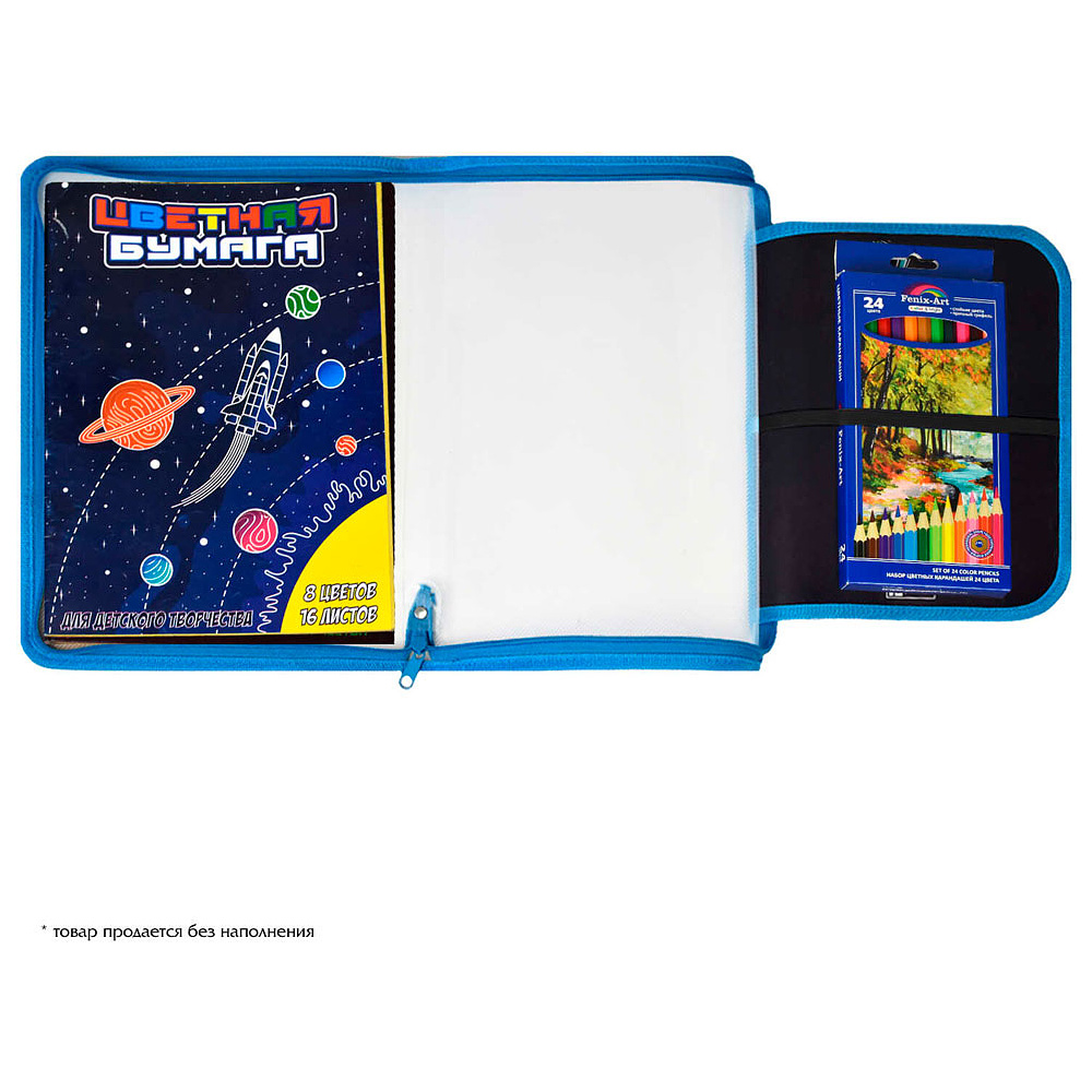 Папка для труда "Зомбо банка", А4, на молнии, голубой, черный - 6