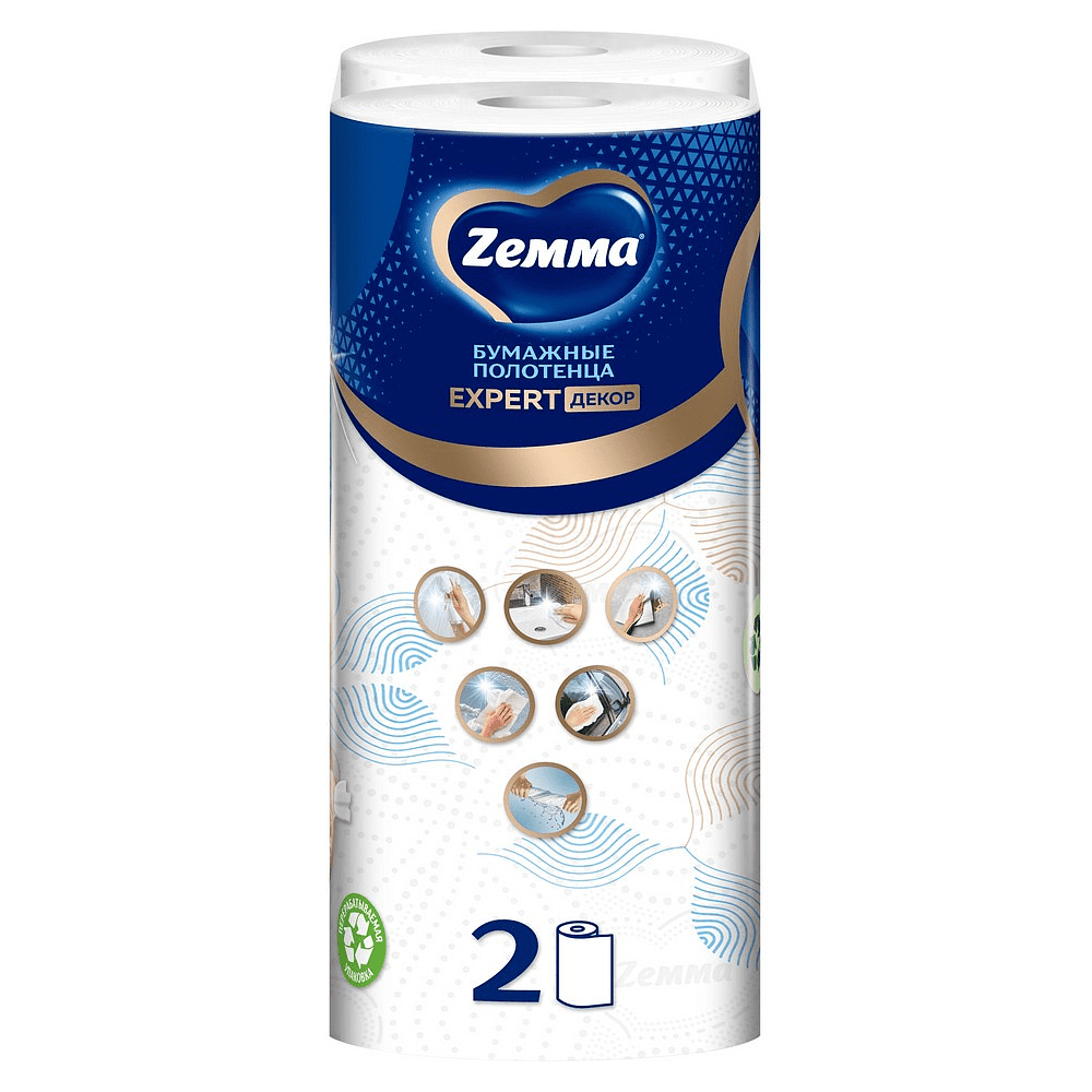 Полотенца бумажные Zemma Expert, 2 рулона, 3 слоя, декор - 3