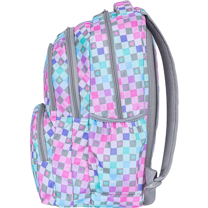 Рюкзак школьный "Checkered Hearts", голубой, розовый - 3