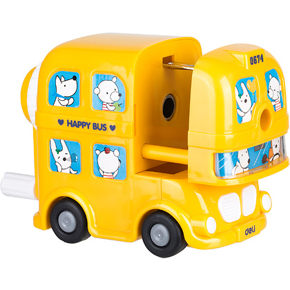 Точилка Deli "Bus", 1 отверстие, ассорти - 3